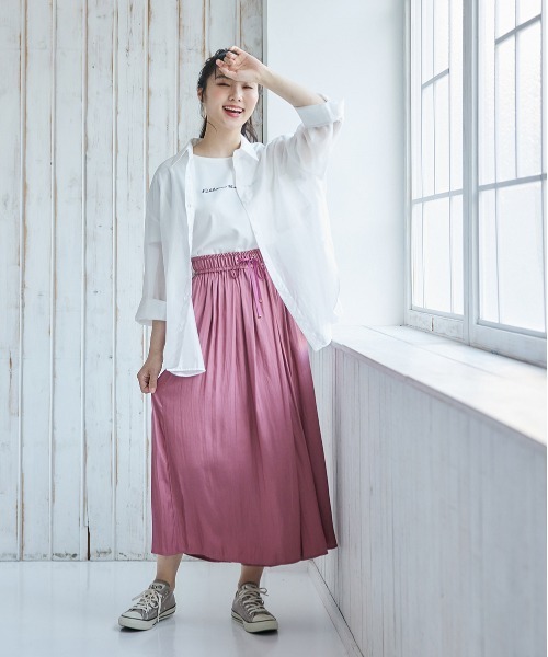 12Twelve Agenda（トゥエルブ　アジェンダ）の「ゆるシアーシャツ（シャツ/ブラウス・レディース・ピンク/オフホワイト・M）」の14枚目の写真