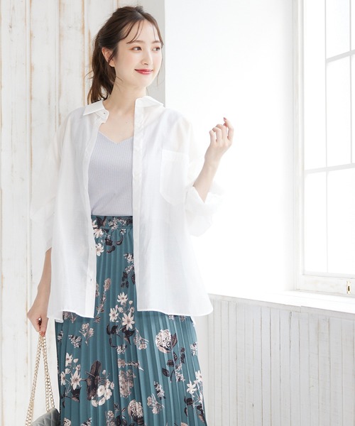 12Twelve Agenda（トゥエルブ　アジェンダ）の「ゆるシアーシャツ（シャツ/ブラウス・レディース・ピンク/オフホワイト・M）」の21枚目の写真