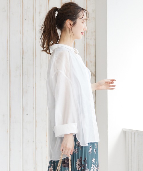 12Twelve Agenda（トゥエルブ　アジェンダ）の「ゆるシアーシャツ（シャツ/ブラウス・レディース・ピンク/オフホワイト・M）」の22枚目の写真