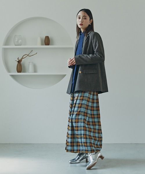 N.（N. Natural Beauty Basic）（エヌエヌナチュラルビューティーベーシック）の「【S Size Line】◆タータンチェックタックスカート（スカート・レディース・グリーン/キャメル・SMALL/MEDIUM）」の2枚目の写真