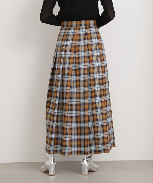 N.（N. Natural Beauty Basic）（エヌエヌナチュラルビューティーベーシック）の「【S Size Line】◆タータンチェックタックスカート（スカート・レディース・グリーン/キャメル・SMALL/MEDIUM）」の4枚目の写真