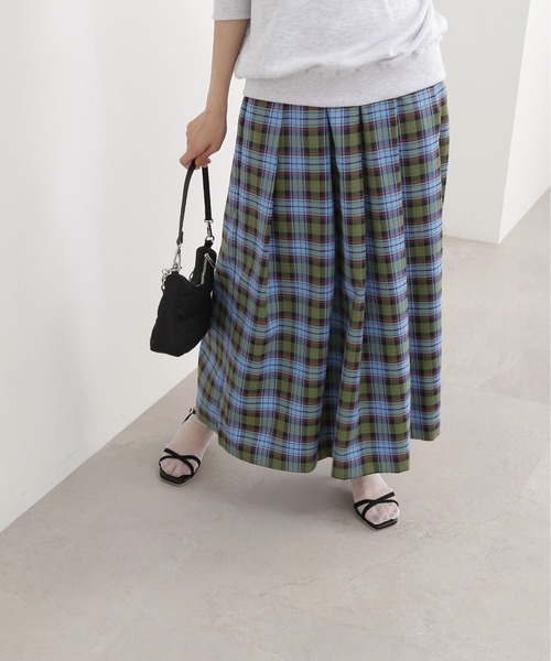 N.（N. Natural Beauty Basic）（エヌエヌナチュラルビューティーベーシック）の「【S Size Line】◆タータンチェックタックスカート（スカート・レディース・グリーン/キャメル・SMALL/MEDIUM）」の3枚目の写真