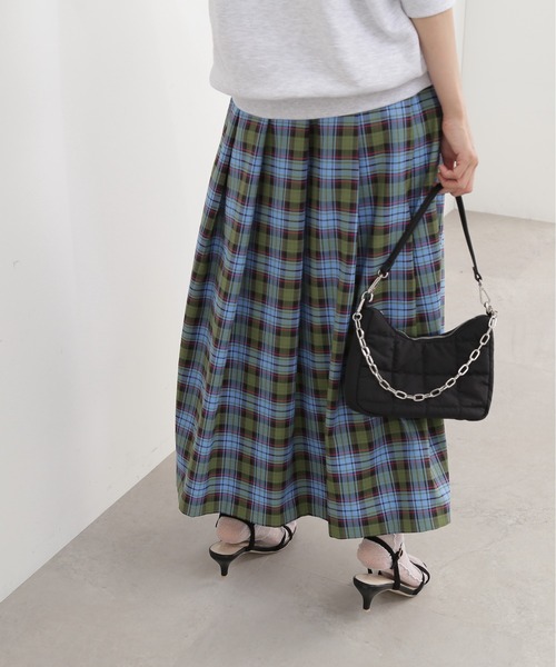 N.（N. Natural Beauty Basic）（エヌエヌナチュラルビューティーベーシック）の「【S Size Line】◆タータンチェックタックスカート（スカート・レディース・グリーン/キャメル・SMALL/MEDIUM）」の8枚目の写真