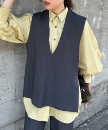 【セットアップ対応】ダブルクロススリットジレ