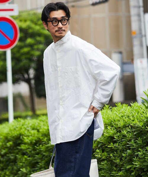 PEOPLESTYLE テクスチャーシャツ ストライプ リラックスフィット FREAK'S STORE/Relax Fit リラックスフィット シャドー