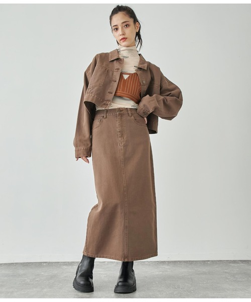 ANAP（アナップ）の「ダメージクロップドジャケット【セットアップ対応】（デニムジャケット・レディース・ブルー/ブラウン/スミクロ・FREE）」の14枚目の写真