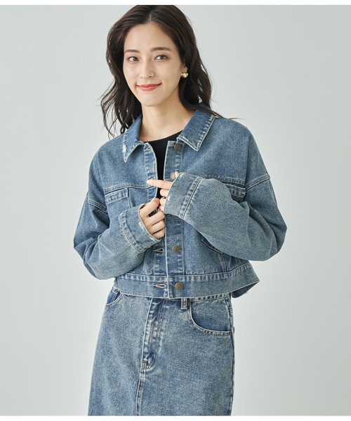 ANAP（アナップ）の「ダメージクロップドジャケット【セットアップ対応】（デニムジャケット・レディース・ブルー/ブラウン/スミクロ・FREE）」の16枚目の写真