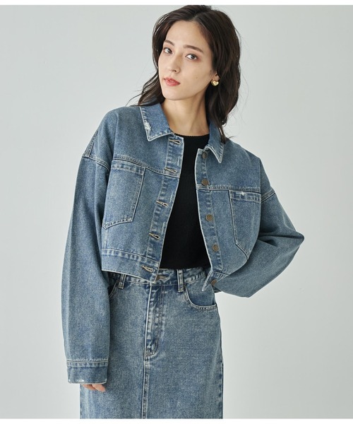 ANAP（アナップ）の「ダメージクロップドジャケット【セットアップ対応】（デニムジャケット・レディース・ブルー/ブラウン/スミクロ・FREE）」の18枚目の写真