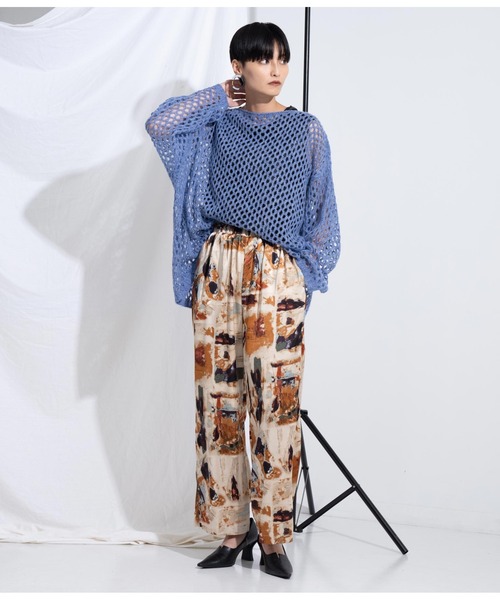 Settimissimo（セッティミッシモ）の「ヴィンテージサテンアートプリントパンツ（その他パンツ・レディース・ベージュ/オリーブ・FREE）」の5枚目の写真