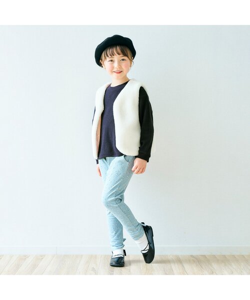 apres les cours（アプレレクール）の「ゆったりワッフルTシャツ（Tシャツ/カットソー・キッズ・アイボリー/その他2/チャコール/ピンク/レインボー・80/90/100/110/120/130/140）」の15枚目の写真