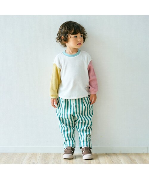 apres les cours（アプレレクール）の「ゆったりワッフルTシャツ（Tシャツ/カットソー・キッズ・アイボリー/その他2/チャコール/ピンク/レインボー・80/90/100/110/120/130/140）」の14枚目の写真