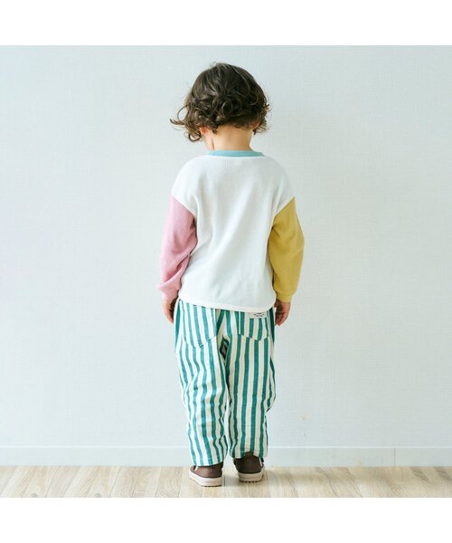 apres les cours（アプレレクール）の「ゆったりワッフルTシャツ（Tシャツ/カットソー・キッズ・アイボリー/その他2/チャコール/ピンク/レインボー・80/90/100/110/120/130/140）」の13枚目の写真