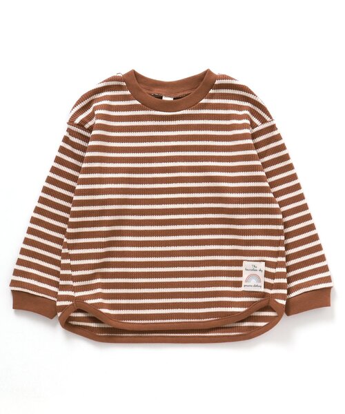 apres les cours（アプレレクール）の「ゆったりワッフルTシャツ（Tシャツ/カットソー・キッズ・アイボリー/その他2/チャコール/ピンク/レインボー・80/90/100/110/120/130/140）」の10枚目の写真