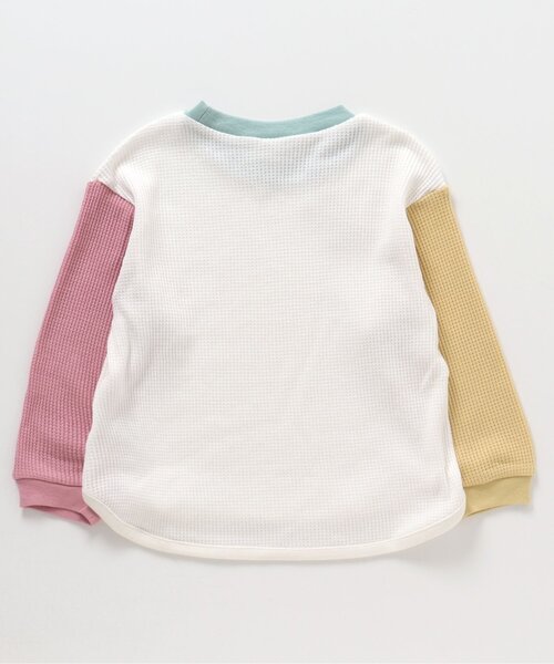 apres les cours（アプレレクール）の「ゆったりワッフルTシャツ（Tシャツ/カットソー・キッズ・アイボリー/その他2/チャコール/ピンク/レインボー・80/90/100/110/120/130/140）」の9枚目の写真