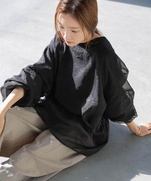 Bab（バブ）の「シアーレイヤード裏毛スウェット（スウェット・レディース・オフホワイト/ベージュ/グレイッシュベージュ/ホワイト系その他/ブラウン/ブラック/グリーン・FREE）」の20枚目の写真