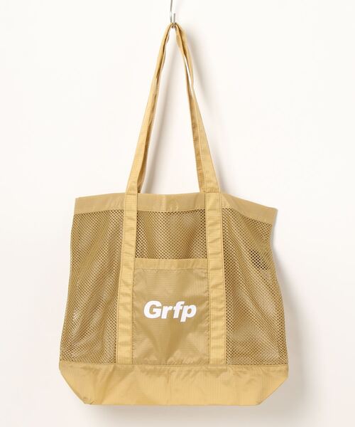 GRANDE FOOTBALL PRODUCTS(グランデフットボールプロダクツ)の「Grfpナイロン リップストップ メッシュ トートバッグ(エコバッグ/サブバッグ・レディース・オリーブ/ベージュ/ブラック・ONE SIZE)」の1枚目の写真