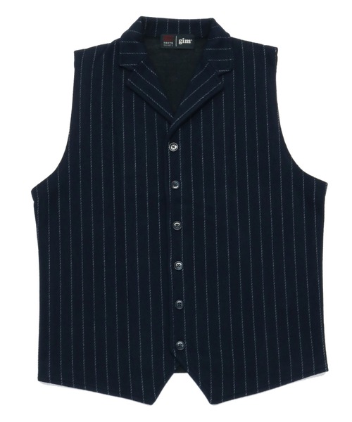【セール】ストライプ 前身カットラペル ニットジ（ベスト）｜TOKYO SHIRTS（トウキョウシャツ）