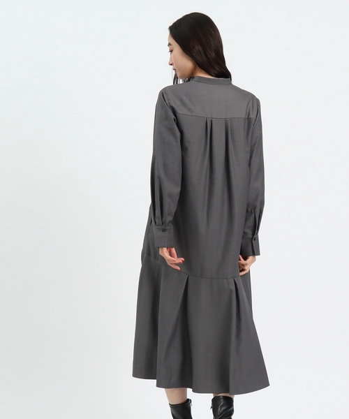 OPAQUE.CLIP（オペークドットクリップ）の「◆裾切り替えフレア　シャツワンピース【洗濯機洗い可／イージーケア】（ワンピース・レディース・ブルー/サンドベージュ/ダークグレー・40/38）」の6枚目の写真