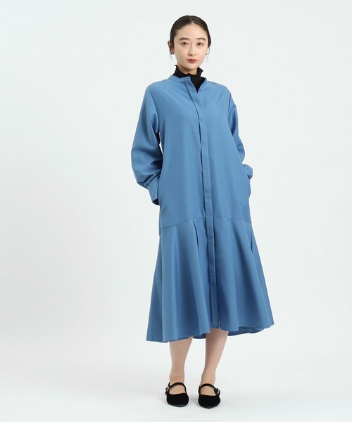 OPAQUE.CLIP（オペークドットクリップ）の「◆裾切り替えフレア　シャツワンピース【洗濯機洗い可／イージーケア】（ワンピース・レディース・ブルー/サンドベージュ/ダークグレー・40/38）」の13枚目の写真