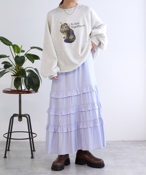 w closet(ダブルクローゼット)の「フリルキャミワンピース(ワンピース・レディース・ライトベージュ/サックスブルー系1/ブラック・FREE)」の3枚目の写真