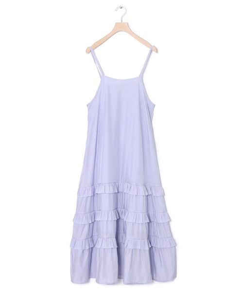 w closet(ダブルクローゼット)の「フリルキャミワンピース(ワンピース・レディース・ライトベージュ/サックスブルー系1/ブラック・FREE)」の14枚目の写真