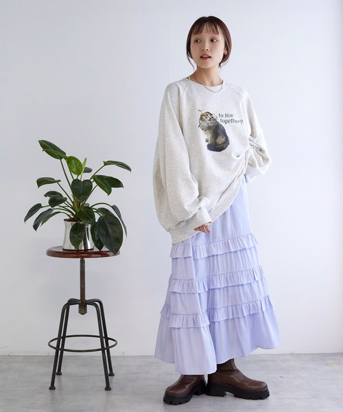 w closet(ダブルクローゼット)の「フリルキャミワンピース(ワンピース・レディース・ライトベージュ/サックスブルー系1/ブラック・FREE)」の5枚目の写真