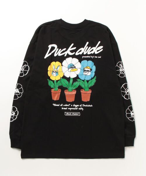 Duck Dude（ダックデュード）の「DUCK DUDE/ダックデュード ビッグシルエット 発泡 バック 袖プリント ロンT レディース メンズ（Tシャツ/カットソー・メンズ・ブルー/ホワイト/グリーン/ブラック・M/L/LL）」の5枚目の写真