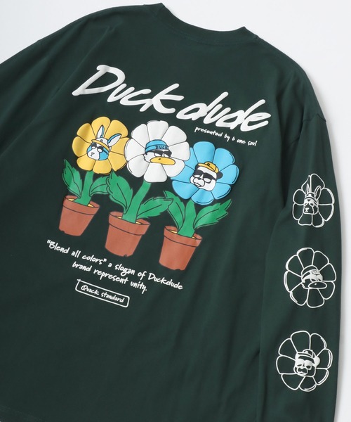 Duck Dude（ダックデュード）の「DUCK DUDE/ダックデュード ビッグシルエット 発泡 バック 袖プリント ロンT レディース メンズ（Tシャツ/カットソー・メンズ・ブルー/ホワイト/グリーン/ブラック・M/L/LL）」の4枚目の写真