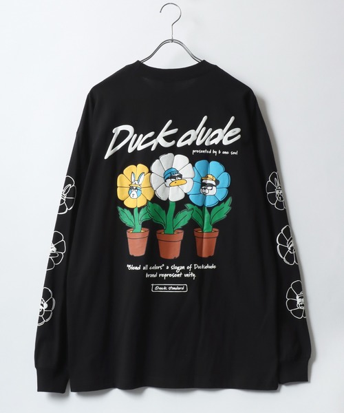 Duck Dude（ダックデュード）の「DUCK DUDE/ダックデュード ビッグシルエット 発泡 バック 袖プリント ロンT レディース メンズ（Tシャツ/カットソー・メンズ・ブルー/ホワイト/グリーン/ブラック・M/L/LL）」の14枚目の写真