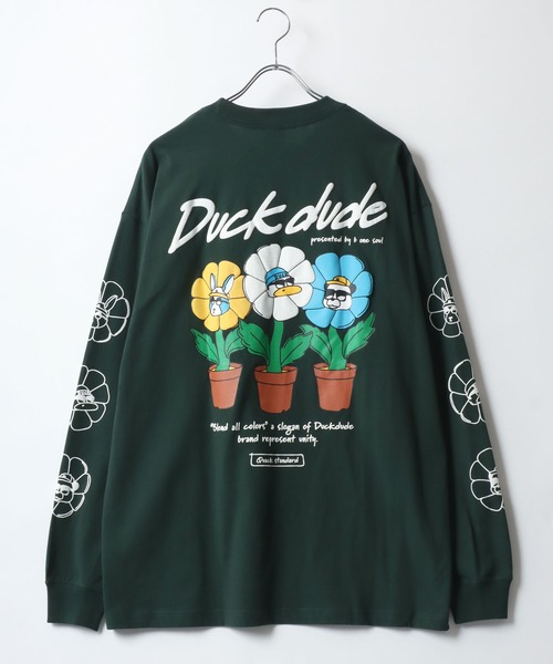 Duck Dude（ダックデュード）の「DUCK DUDE/ダックデュード ビッグシルエット 発泡 バック 袖プリント ロンT レディース メンズ（Tシャツ/カットソー・メンズ・ブルー/ホワイト/グリーン/ブラック・M/L/LL）」の16枚目の写真