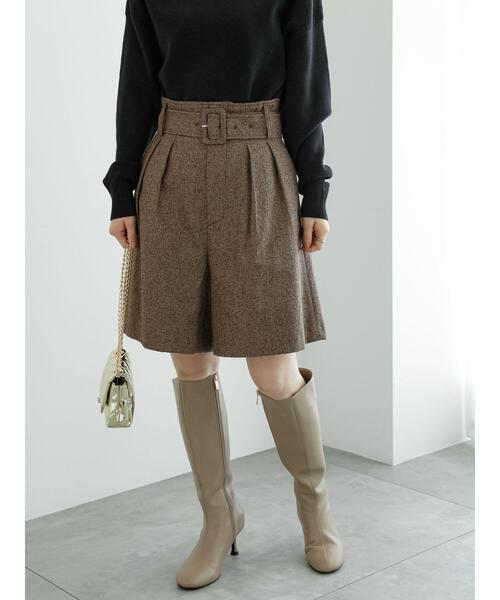 Te chichi（テチチ）の「ネップツイードベルト付ショートパンツ（その他パンツ・レディース・ブラウン/ブラック・F）」の3枚目の写真