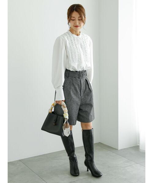 Te chichi（テチチ）の「ネップツイードベルト付ショートパンツ（その他パンツ・レディース・ブラウン/ブラック・F）」の5枚目の写真