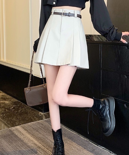 セール】フェイクレザープリーツミニスカート（スカート