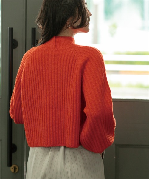 OPAQUE.CLIP（オペークドットクリップ）の「◆≪5color≫ ワイドリブハイネックニット/ボリューム袖【洗濯機洗い可】（ニット/セーター・レディース・グリーン系5/オレンジ/ナチュラル/ダークグレー/オフホワイト・40/38/42/36）」の11枚目の写真
