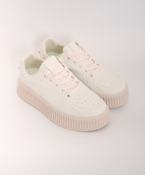 Miniministore(ミニミニストア)の「厚底スニーカー レディース ローカット靴(スニーカー・レディース・ホワイト/ベージュ・22.5cm/23.0cm/23.5cm/24.0cm/24.5cm/25.0cm)」の10枚目の写真