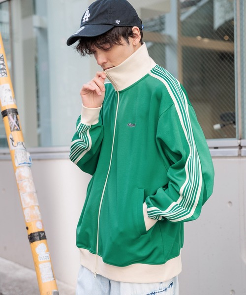 SIGNAL SPORTS（シグナルスポーツ）の「【SIGNAL SPORTS】ワンポイント刺繍/ラインルーズトラックジャケット（ブルゾン・メンズ・ホワイト/ライトブルー/ブラック/グリーン・SMALL/MEDIUM/LARGE）」の3枚目の写真