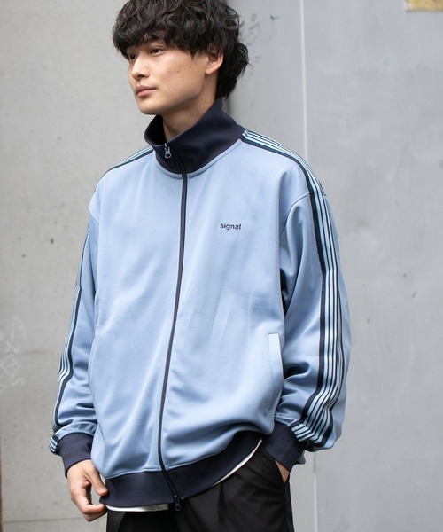SIGNAL SPORTS（シグナルスポーツ）の「【SIGNAL SPORTS】ワンポイント刺繍/ラインルーズトラックジャケット（ブルゾン・メンズ・ホワイト/ライトブルー/ブラック/グリーン・SMALL/MEDIUM/LARGE）」の18枚目の写真