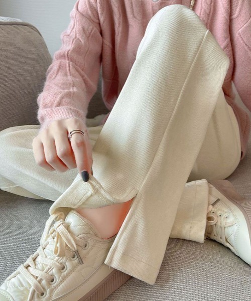 kirakiraShop(キラキラショップ)の「裏起毛 コーデュロイ イージー パンツ(その他パンツ・レディース・ブラック/オフホワイト/チャコール/モカ・M/L)」の2枚目の写真