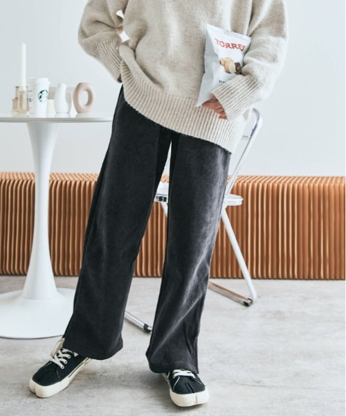 kirakiraShop(キラキラショップ)の「裏起毛 コーデュロイ イージー パンツ(その他パンツ・レディース・ブラック/オフホワイト/チャコール/モカ・M/L)」の5枚目の写真