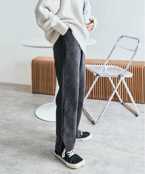 kirakiraShop(キラキラショップ)の「裏起毛 コーデュロイ イージー パンツ(その他パンツ・レディース・ブラック/オフホワイト/チャコール/モカ・M/L)」の9枚目の写真