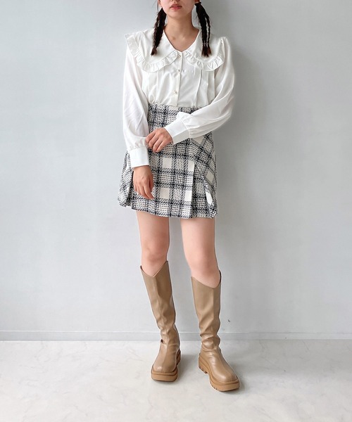 AS KNOW AS plus（アズノゥアズプラス）の「◎スラリプリーツミニスカート（スカート・レディース・ホワイト系/ホワイト系1/ブラック系/ブラウン系/ネイビー系/ブラウン系1・FREE）」の9枚目の写真