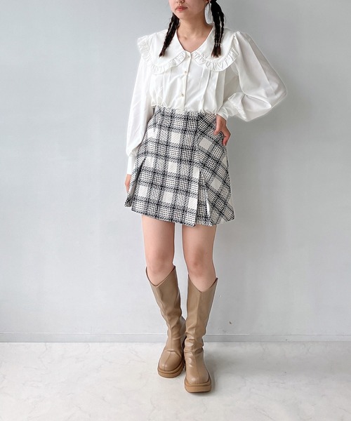 AS KNOW AS plus（アズノゥアズプラス）の「◎スラリプリーツミニスカート（スカート・レディース・ホワイト系/ホワイト系1/ブラック系/ブラウン系/ネイビー系/ブラウン系1・FREE）」の10枚目の写真