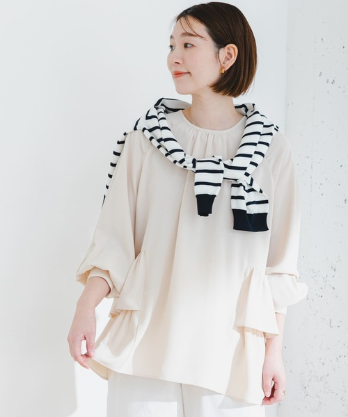 F by ROSSO(エフバイロッソ)の「F by ROSSO サイドティアードブラウス(シャツ/ブラウス・レディース・ネイビー/ライトベージュ・FREE)」の14枚目の写真