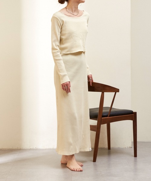 GUNZE（グンゼ）の「【shay／シェイ】(セットアイテム)ロングスリーブTee×カップ付ワンピース（ワンピース・レディース・ブラック/ベージュ/ライトグリーン系・ONE SIZE）」の7枚目の写真