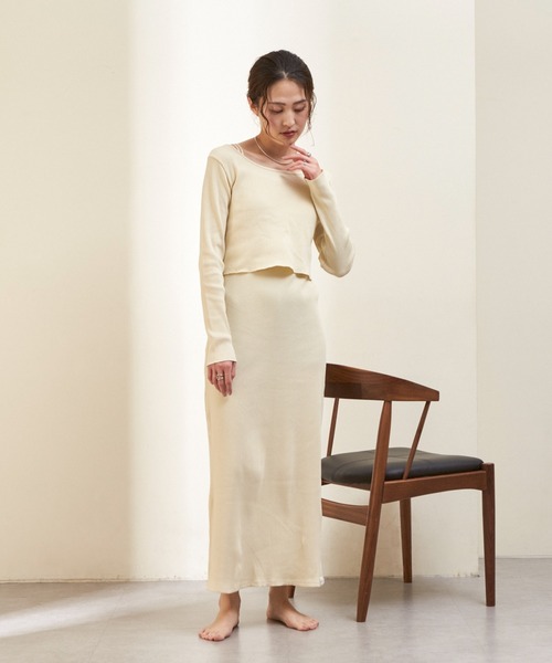 GUNZE（グンゼ）の「【shay／シェイ】(セットアイテム)ロングスリーブTee×カップ付ワンピース（ワンピース・レディース・ブラック/ベージュ/ライトグリーン系・ONE SIZE）」の8枚目の写真