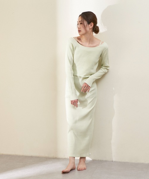 GUNZE（グンゼ）の「【shay／シェイ】(セットアイテム)ロングスリーブTee×カップ付ワンピース（ワンピース・レディース・ブラック/ベージュ/ライトグリーン系・ONE SIZE）」の9枚目の写真