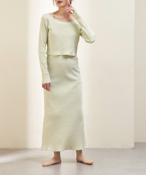 GUNZE（グンゼ）の「【shay／シェイ】(セットアイテム)ロングスリーブTee×カップ付ワンピース（ワンピース・レディース・ブラック/ベージュ/ライトグリーン系・ONE SIZE）」の10枚目の写真