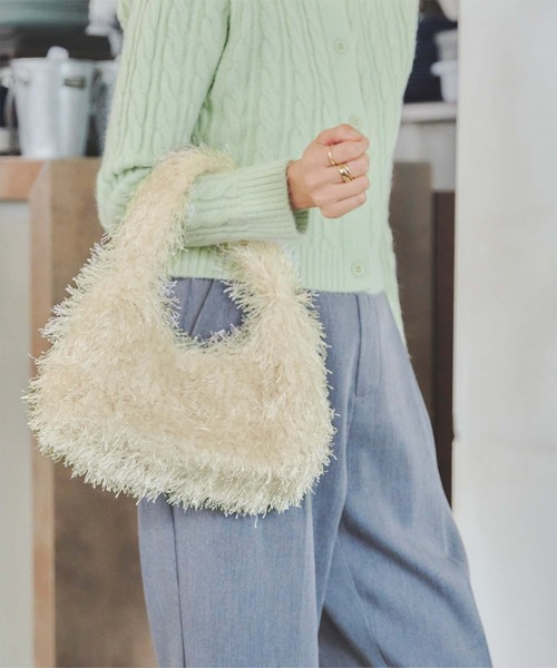 titivate（ティティベイト）の「ﾌﾘﾝｼﾞｼｬｷﾞｰﾊﾞｯｸﾞ（ハンドバッグ・レディース・ブラウン/ベージュ/ブラック・FREE）」の13枚目の写真