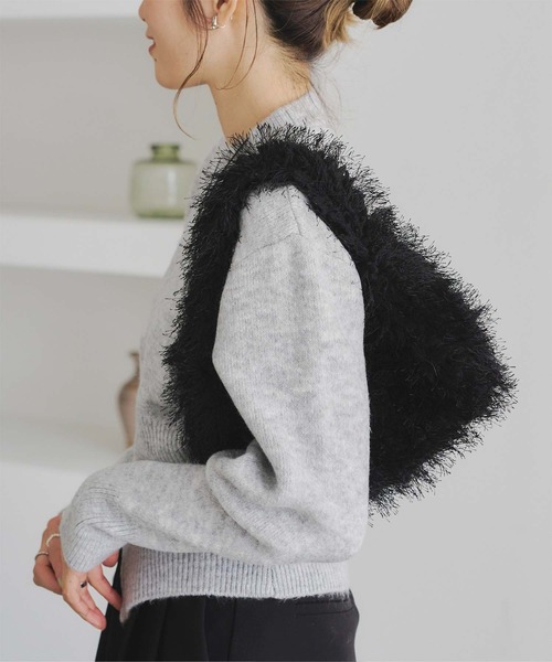 titivate（ティティベイト）の「ﾌﾘﾝｼﾞｼｬｷﾞｰﾊﾞｯｸﾞ（ハンドバッグ・レディース・ブラウン/ベージュ/ブラック・FREE）」の4枚目の写真