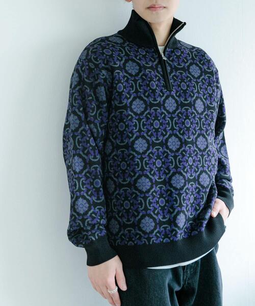 SENSE OF PLACE by URBAN RESEARCH（センスオブプレイスバイアーバンリサーチ）の「タイルジャガードハーフジップセーター（ニット/セーター・メンズ・ベージュ/ライトブルー/ブラック・MEDIUM/LARGE）」の7枚目の写真